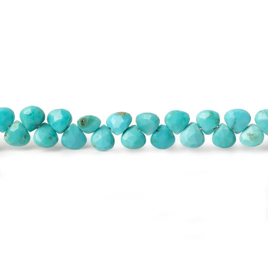 4-5mm Sleeping Beauty Turquoise faceted heart beads 8 inch 62 pieces AA