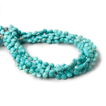 4-5mm Sleeping Beauty Turquoise faceted heart beads 8 inch 62 pieces AA