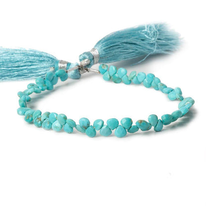 4-5mm Sleeping Beauty Turquoise faceted heart beads 8 inch 62 pieces AA