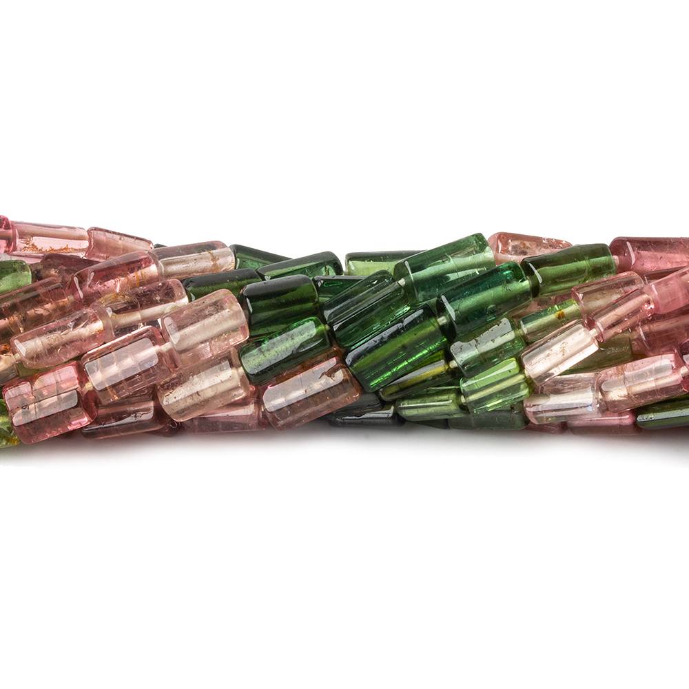 4x6-8x6mm Multi color Tourmaline Faceted Tubes 15 inch 52 beads AA