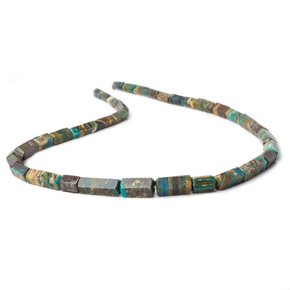 4x7-8x19mm Blue Peruvian Opal plain hexagonal beads 18 inch 38 pieces