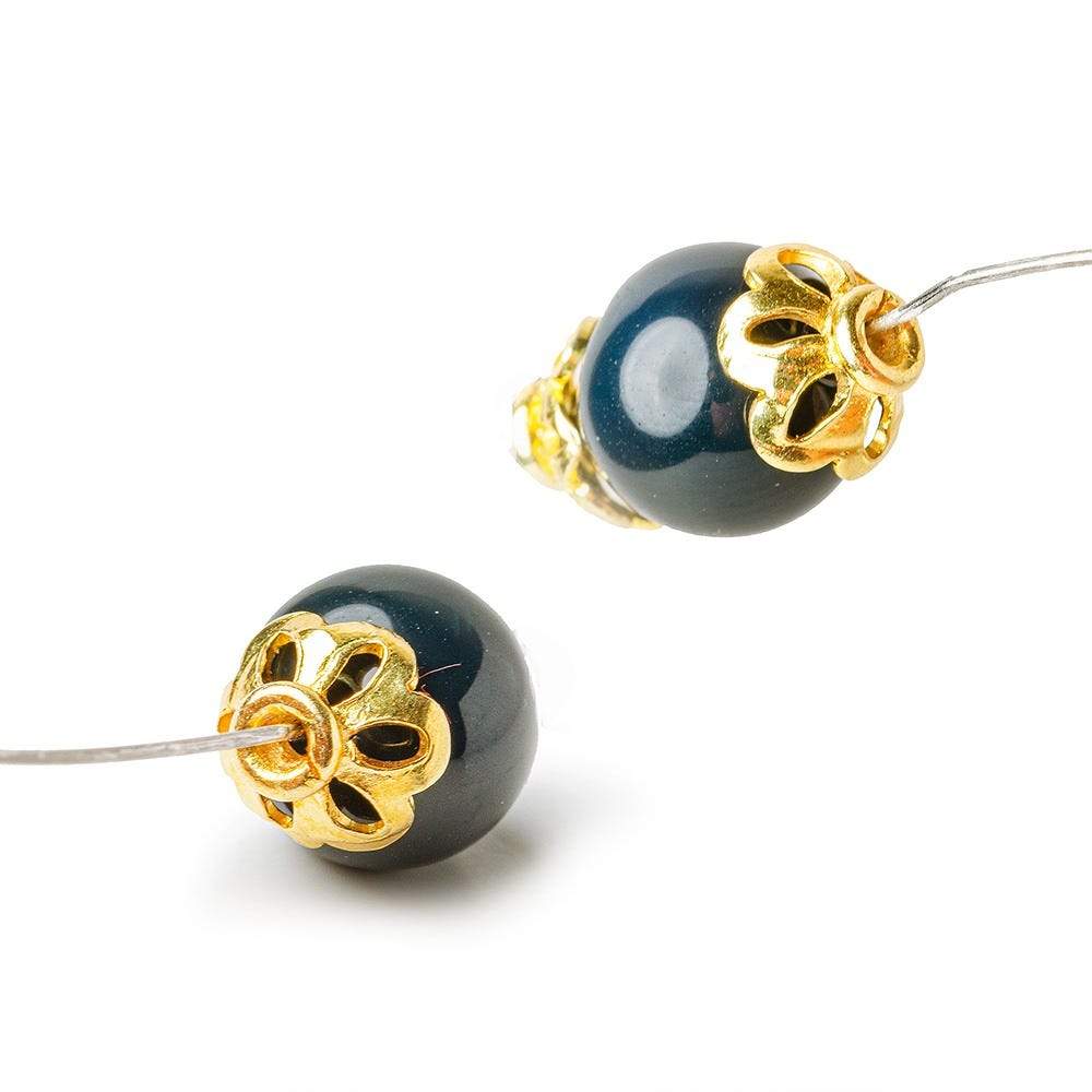 4x7mm 22kt Gold Plated Copper Bead Cap Flower Cut Petals 8 inch 68 pieces