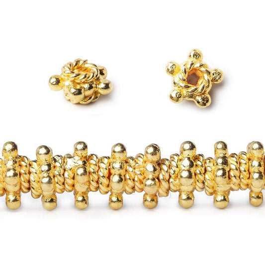 4x7mm 22kt Gold Plated Copper Star Spacer with Twisted Rope Rings 8 inch 51 pieces