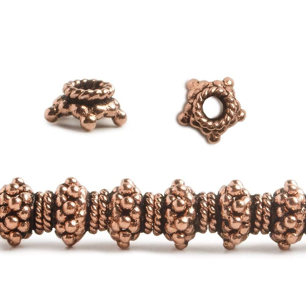 4x7mm Copper Bead Cap 8 inch 65 pcs
