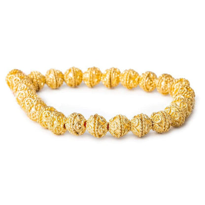 4x8mm 22kt Gold Plated Copper Bead Cap 8 inch 54 pieces