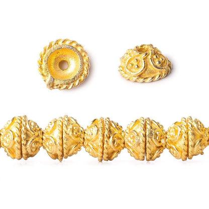 4x8mm 22kt Gold Plated Copper Bead Cap 8 inch 54 pieces