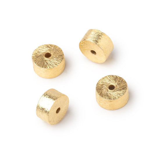 4x8mm 22kt Gold Plated Copper Brushed Tube Set of 4 Beads