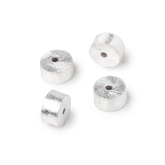 4x8mm Sterling Silver Plated Copper Brushed Tube Set of 4 Beads