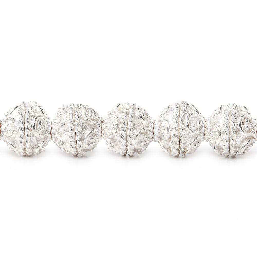 4x8x8mm Sterling Silver Plated Copper Bead Cap, Bali Design 8 inch 52 beads