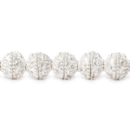 4x8x8mm Sterling Silver Plated Copper Bead Cap, Bali Design 8 inch 52 beads