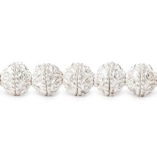 4x8x8mm Sterling Silver Plated Copper Bead Cap, Bali Design 8 inch 52 beads