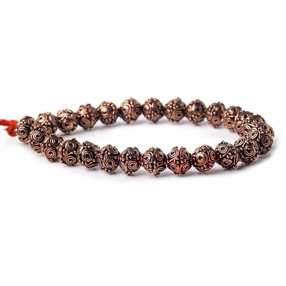 4x9mm Antiqued Copper Circular Design Bead Cap 8 inch 50 pcs