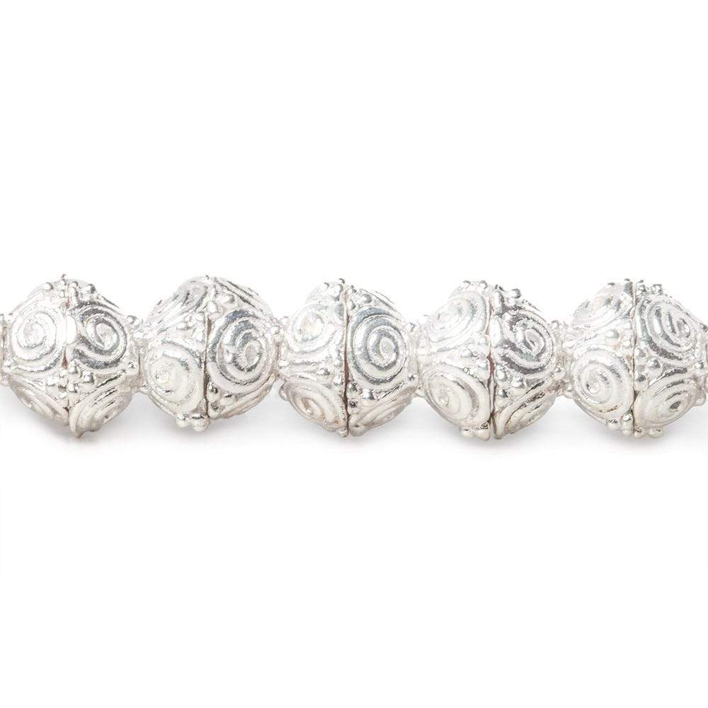 4x9mm Sterling Silver Plated Copper Circular Design Bead Cap 8 inch 50 beads