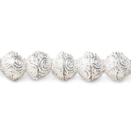 4x9mm Sterling Silver Plated Copper Circular Design Bead Cap 8 inch 50 beads