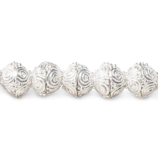 4x9mm Sterling Silver Plated Copper Circular Design Bead Cap 8 inch 50 beads