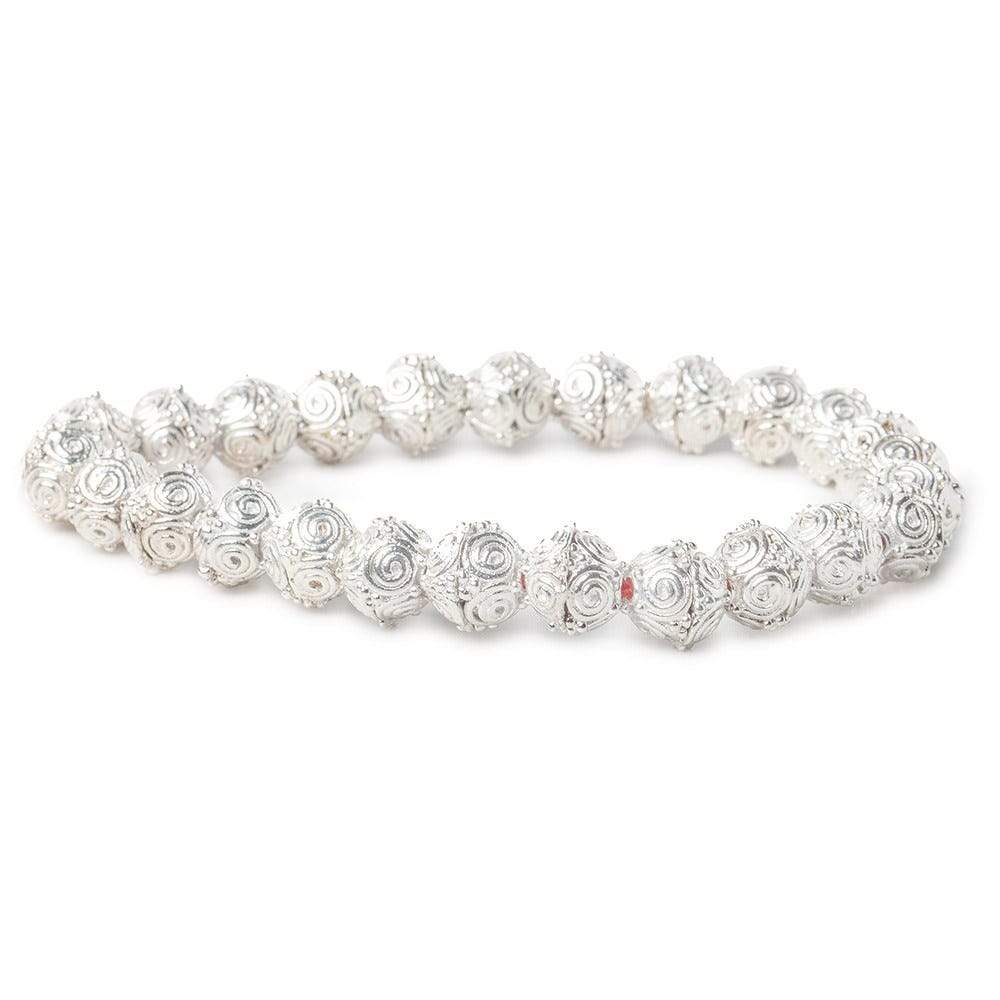 4x9mm Sterling Silver Plated Copper Circular Design Bead Cap 8 inch 50 beads