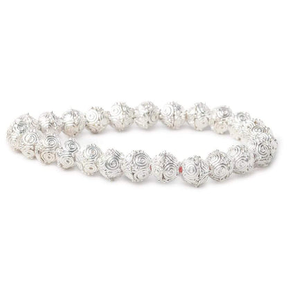 4x9mm Sterling Silver Plated Copper Circular Design Bead Cap 8 inch 50 beads