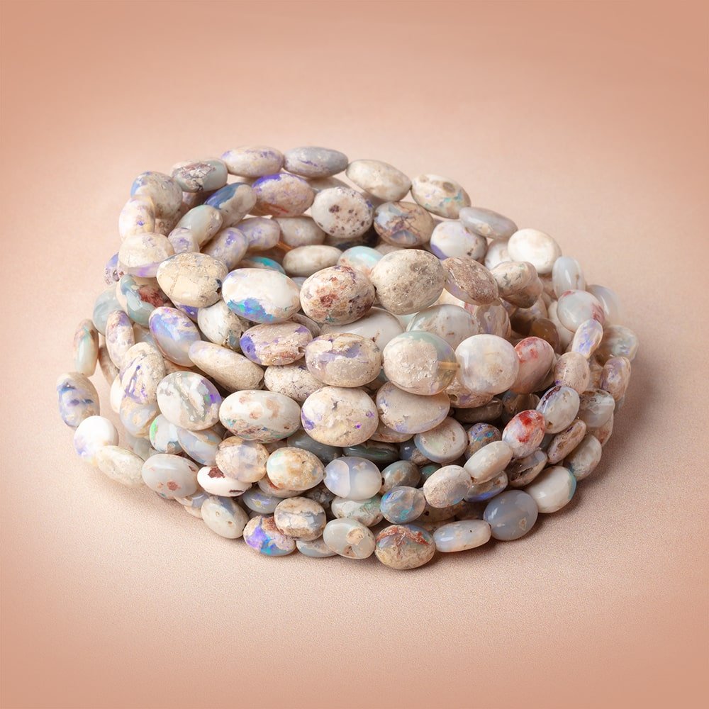 5-10mm Australian Opal with Matrix Unfaceted Oval 18 inch 52 Beads AA