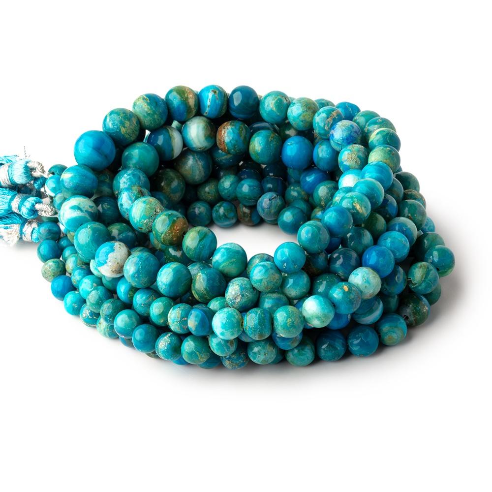 5-10mm Blue Peruvian Opalina Plain Round Beads 18 inch 60 pieces 1mm Hole