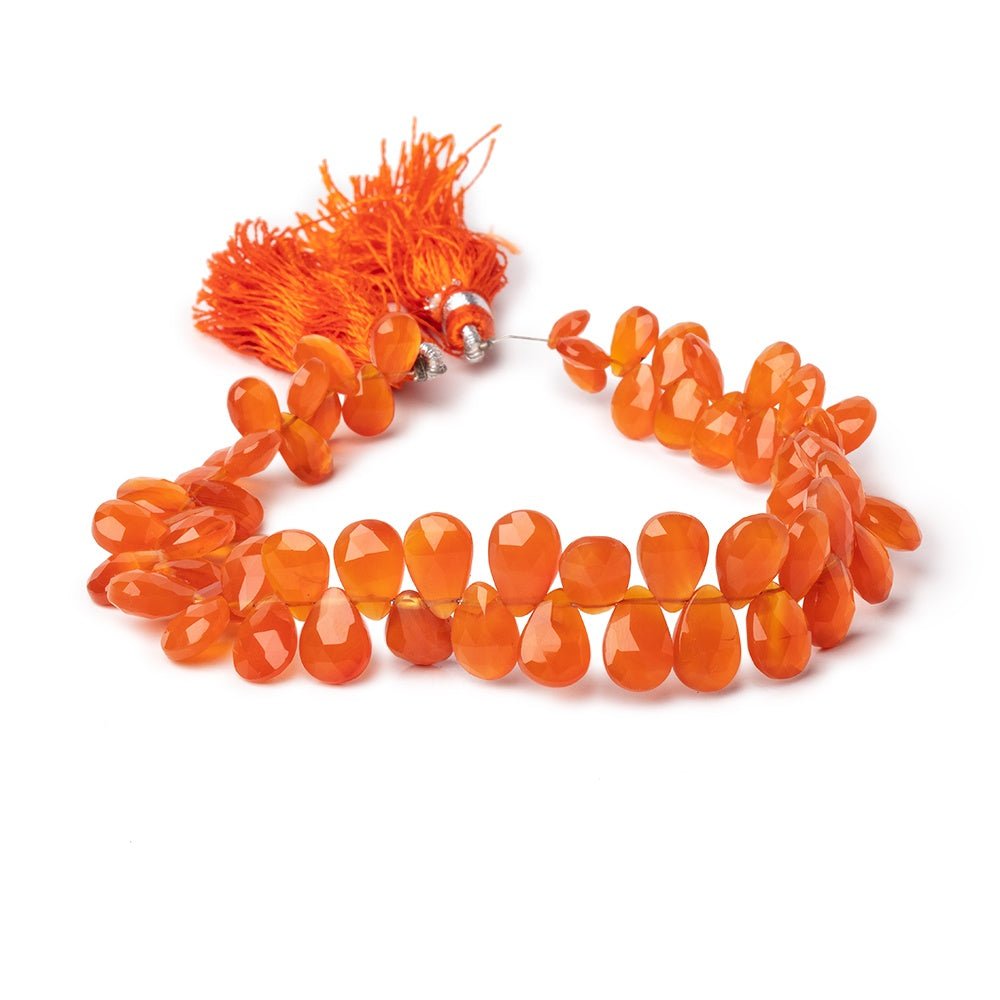 5-10mm Carnelian Faceted Pear Beads 8 inch 58 pieces