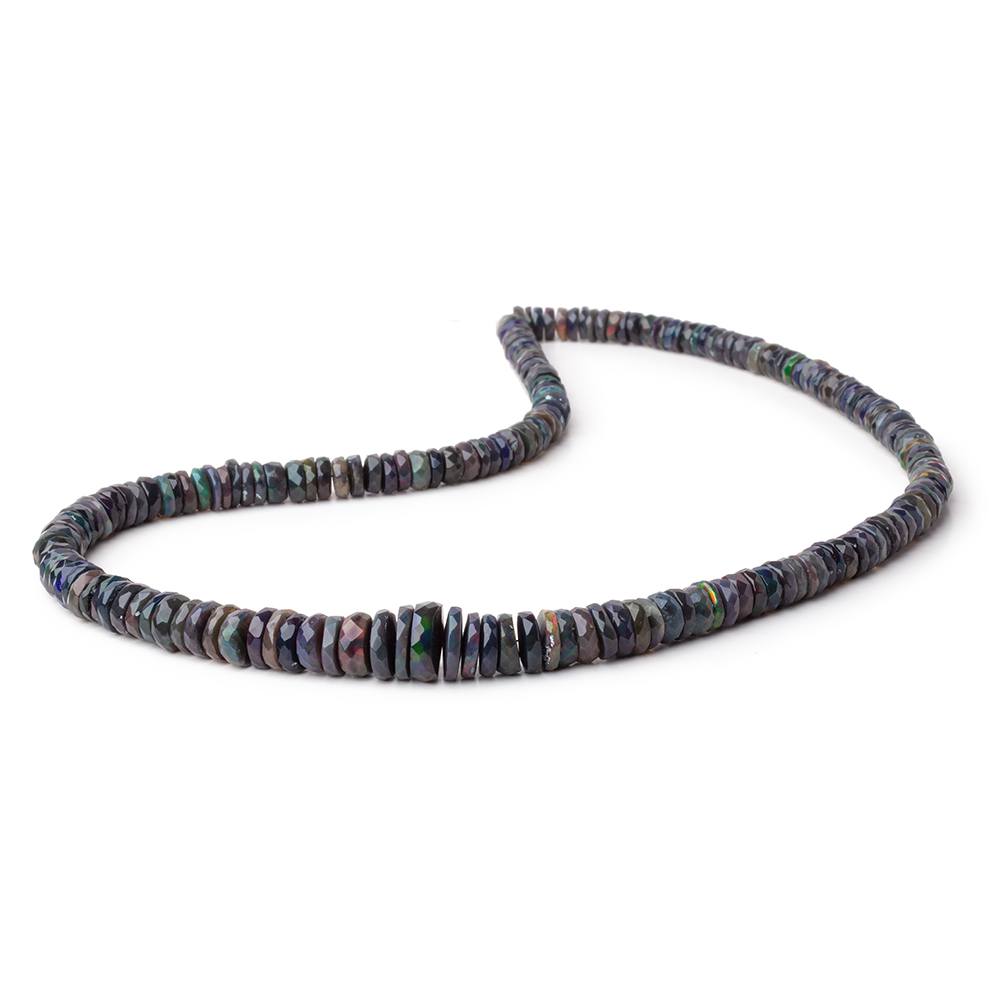 5-10mm Ethiopian Wollo Black Opal Faceted Heishi Beads 16 inch 206 pieces AA
