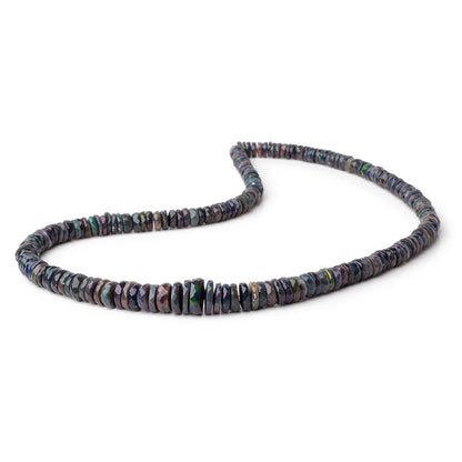5-10mm Ethiopian Wollo Black Opal Faceted Heishi Beads 16 inch 206 pieces AA