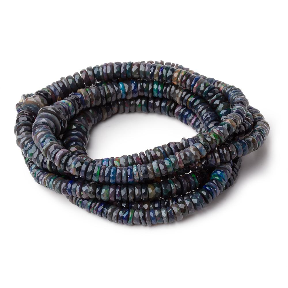 5-10mm Ethiopian Wollo Black Opal Faceted Heishi Beads 16 inch 206 pieces AA