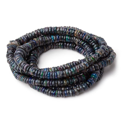 5-10mm Ethiopian Wollo Black Opal Faceted Heishi Beads 16 inch 206 pieces AA