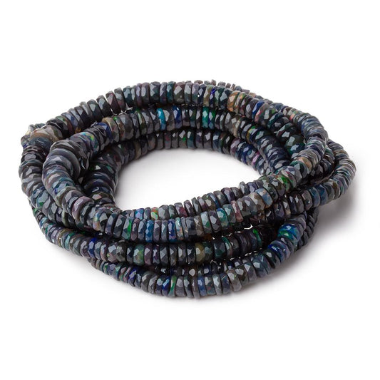 5-10mm Ethiopian Wollo Black Opal Faceted Heishi Beads 16 inch 206 pieces AA