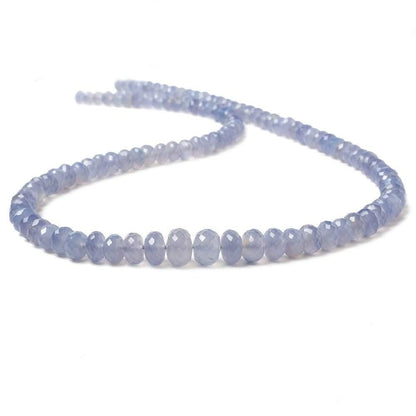 5-10mm Namibian Blue Chalcedony faceted rondelles 19 inch 112 beads AA