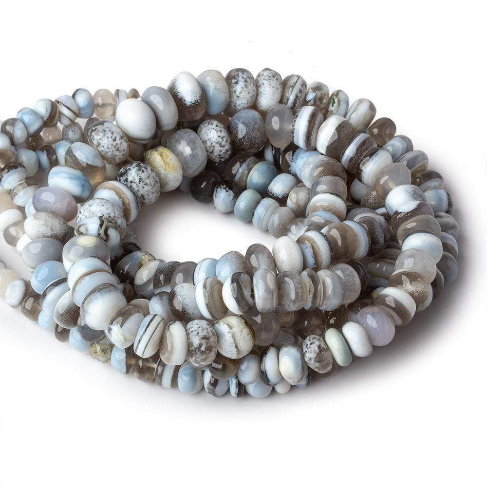 5-10mm Owyhee Blue Opal Plain Rondelles 16 inch 83 beads A