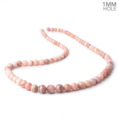 5-10mm Pink Peruvian Opal Plain Round Beads 20 inch 69 pieces AA 1mm Hole