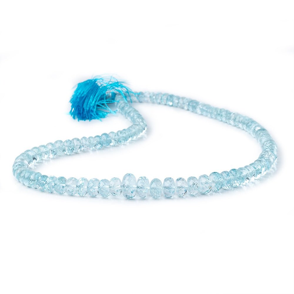 5-10mm Aquamarine Faceted Rondelle Beads 16 inch 100 pieces AAA