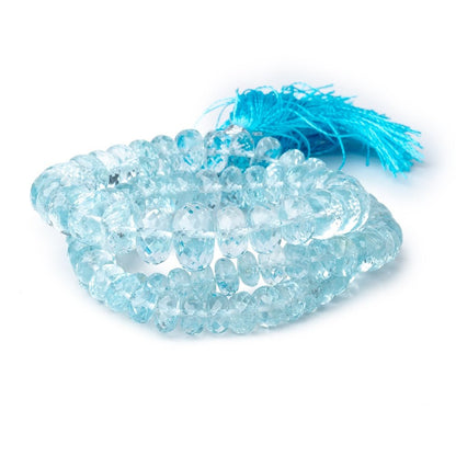 5-10mm Aquamarine Faceted Rondelle Beads 16 inch 100 pieces AAA