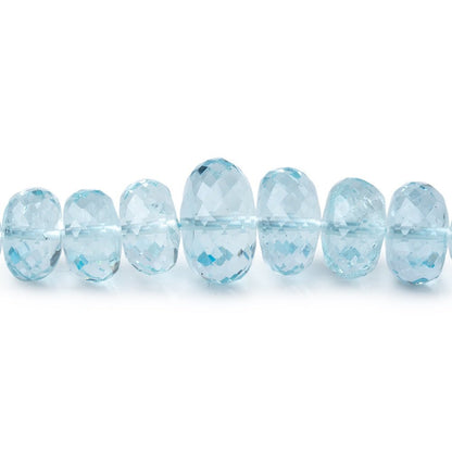 5-10mm Aquamarine Faceted Rondelle Beads 16 inch 100 pieces AAA