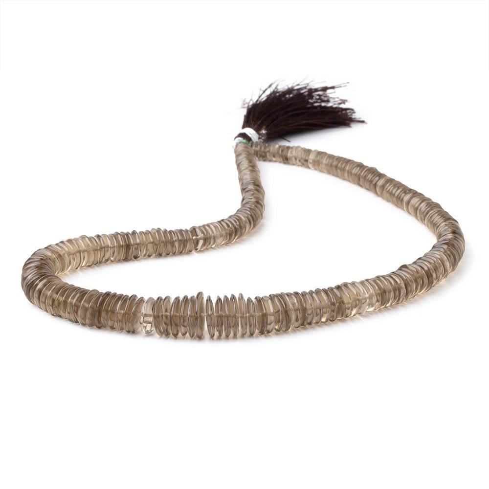 5-11.5mm Smoky Quartz German Cut Plain Rondelles 16 inch 230 Beads