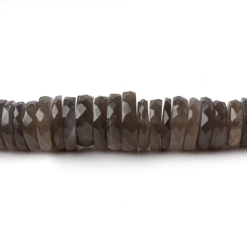 5-11mm Platinum Grey Moonstone faceted Heshi 16 inch 145 beads AA