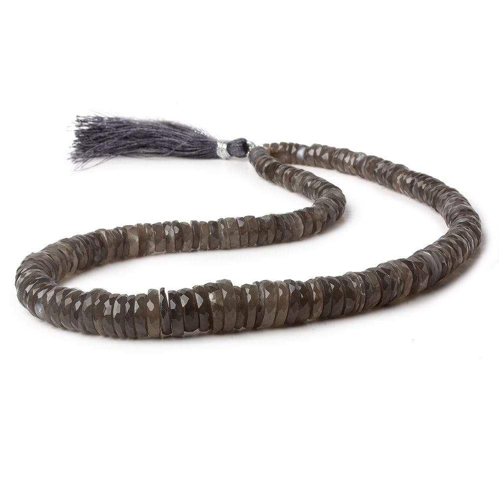 5-11mm Platinum Grey Moonstone faceted Heshi 16 inch 145 beads AA