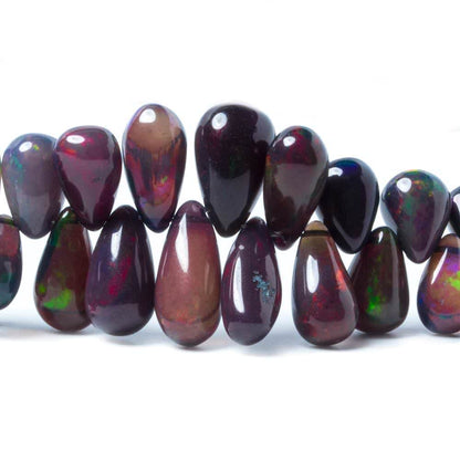 5 - 13mm Black Ethiopian Opal Plain Tear Drop Beads 162 pieces AAA Grade