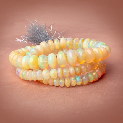 5-13mm Golden Ethiopian Opal Plain Rondelle 20 inch 100 Beads AAA