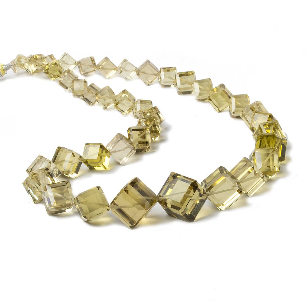 5-14mm Lemon Quartz Beveled Edge Cube beads 19 inch 41 pieces