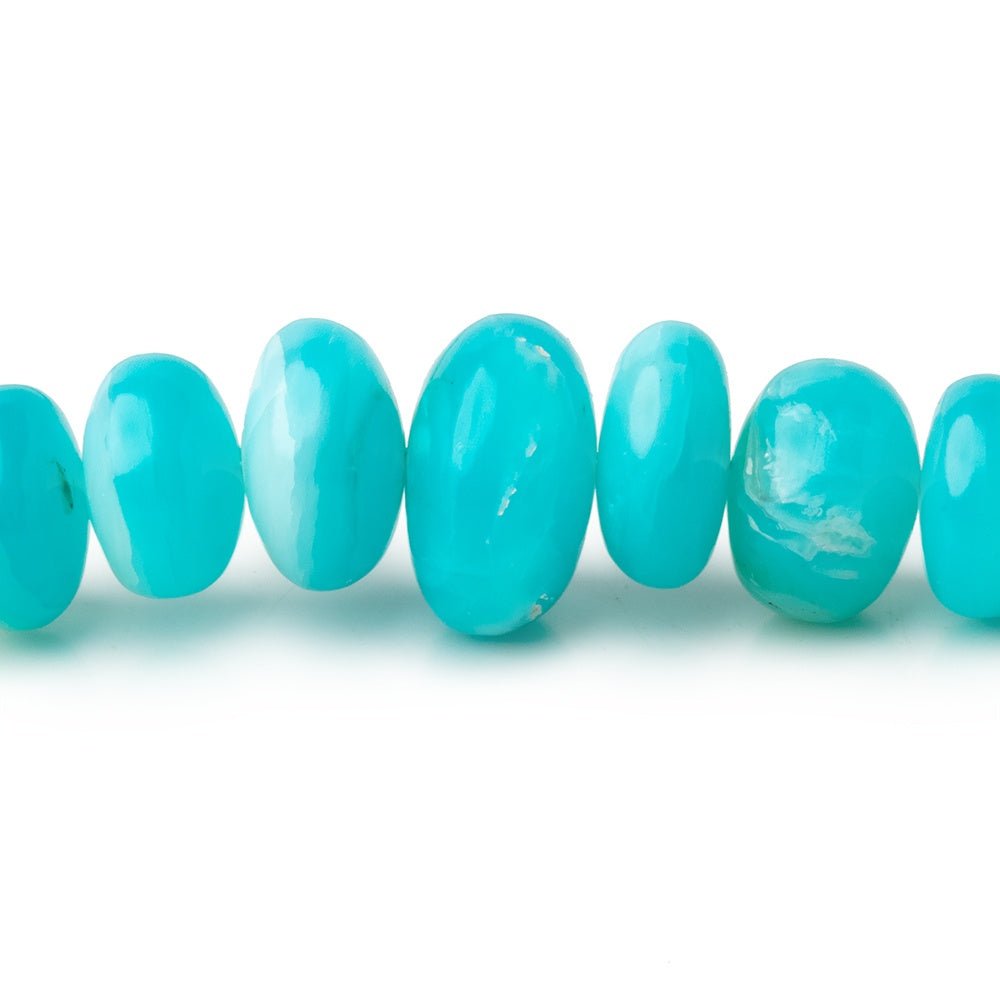 5-14mm Peruvian Blue Opal Plain Rondelles 20 inch 109 Beads AAA