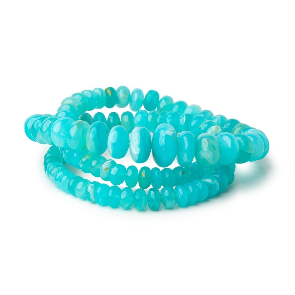 5-14mm Peruvian Blue Opal Plain Rondelles 20 inch 109 Beads AAA