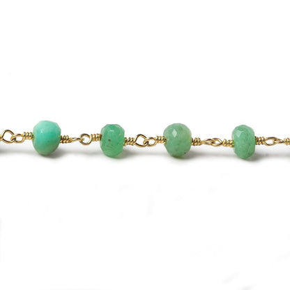 5-5.5mm Chrysoprase faceted rondelle Gold Chain by the foot 32 pieces