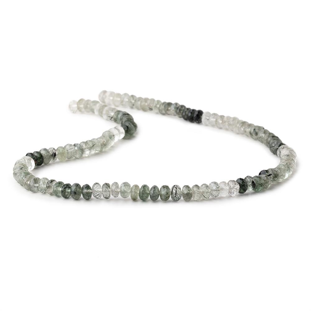 7mm Green Tourmalinated Quartz Faceted Rondelle 15 inch 88 Beads