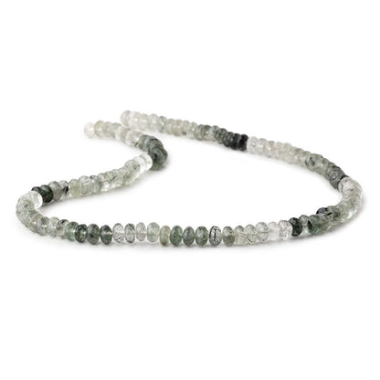 7mm Green Tourmalinated Quartz Faceted Rondelle 15 inch 88 Beads