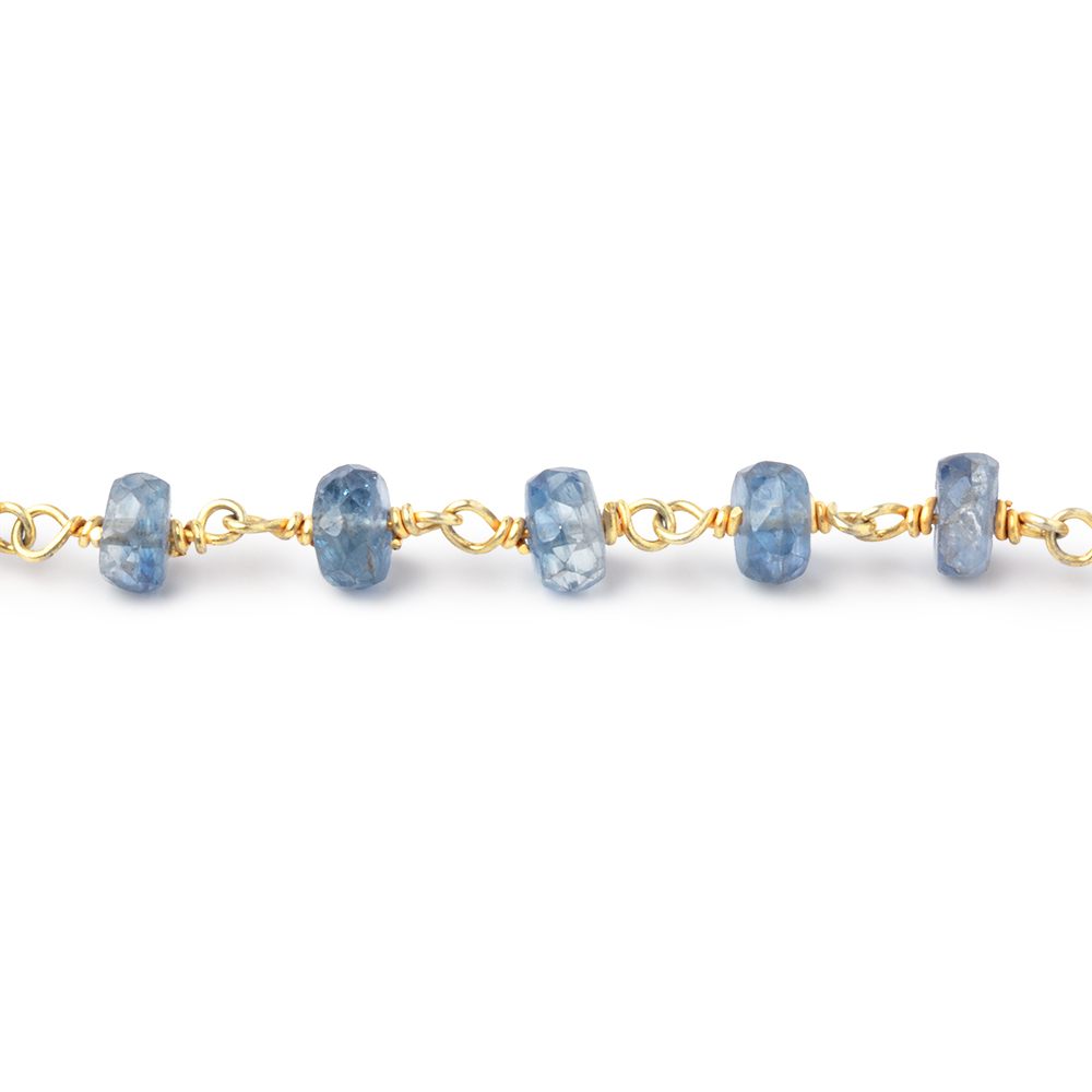 5-5.5mm Kyanite Faceted Rondelle on Vermeil Chain