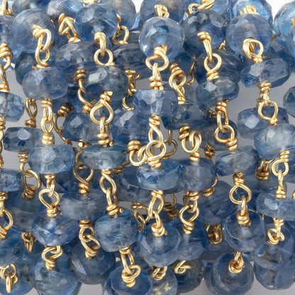 5-5.5mm Kyanite Faceted Rondelle on Vermeil Chain