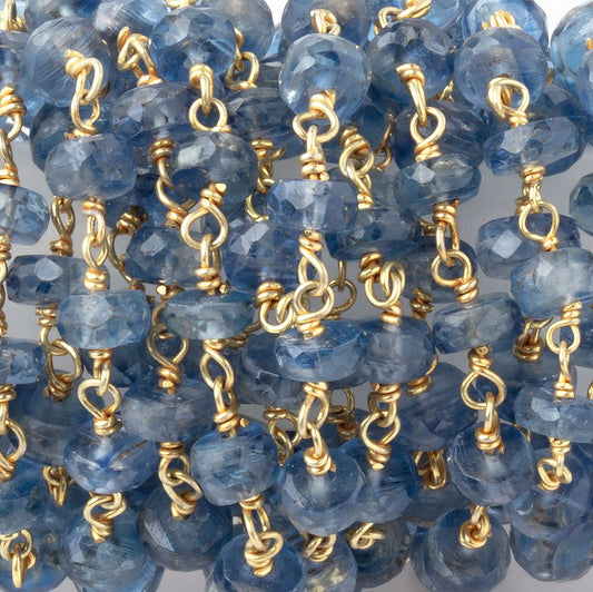5-5.5mm Kyanite Faceted Rondelle on Vermeil Chain
