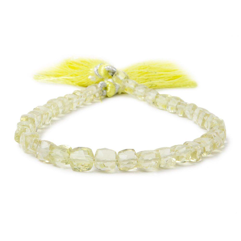 6-7mm Lemon Quartz Faceted Cube 8 inch 27 pieces